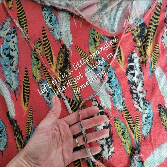 American Rag Feather Pattern Hoodie Shirt Soft Stretchy BOHO  Size 1X - Picture 5 of 9